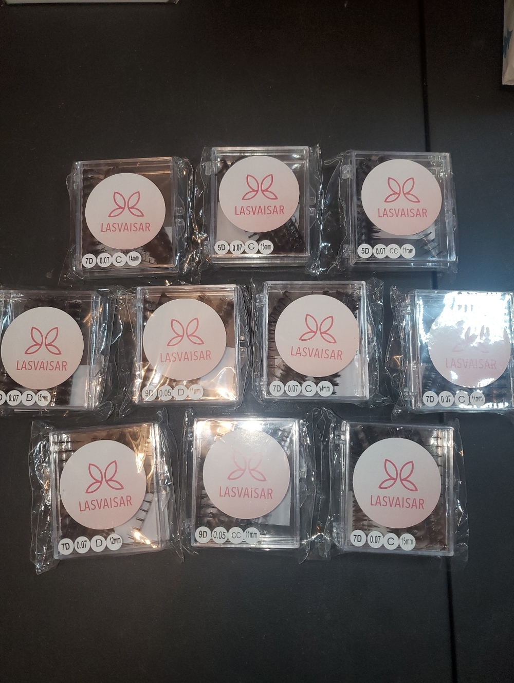 10 Sets LASVAISAR Individual Eyelash Extensions - Black